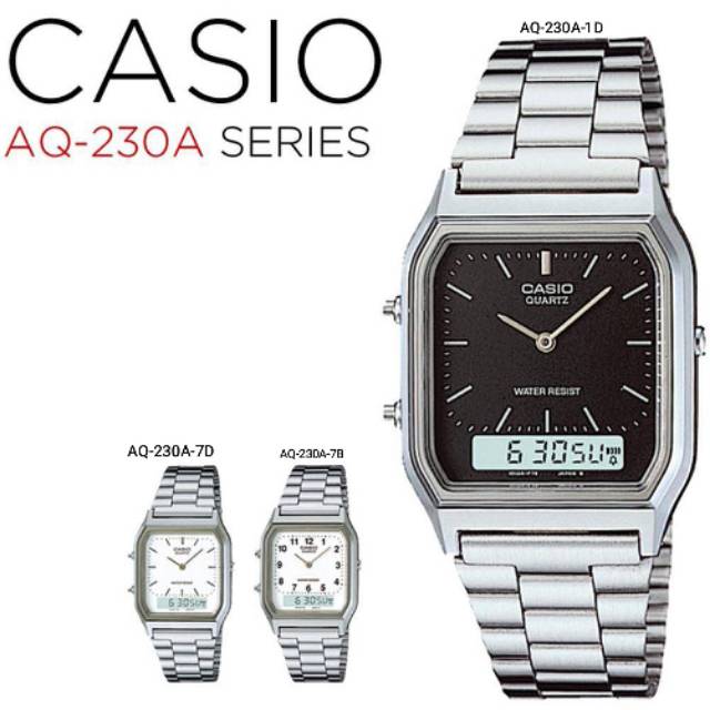 Jam Tangan Unisex Casio AQ-230A Series Original AQ-230A-1D 7D 7B Original