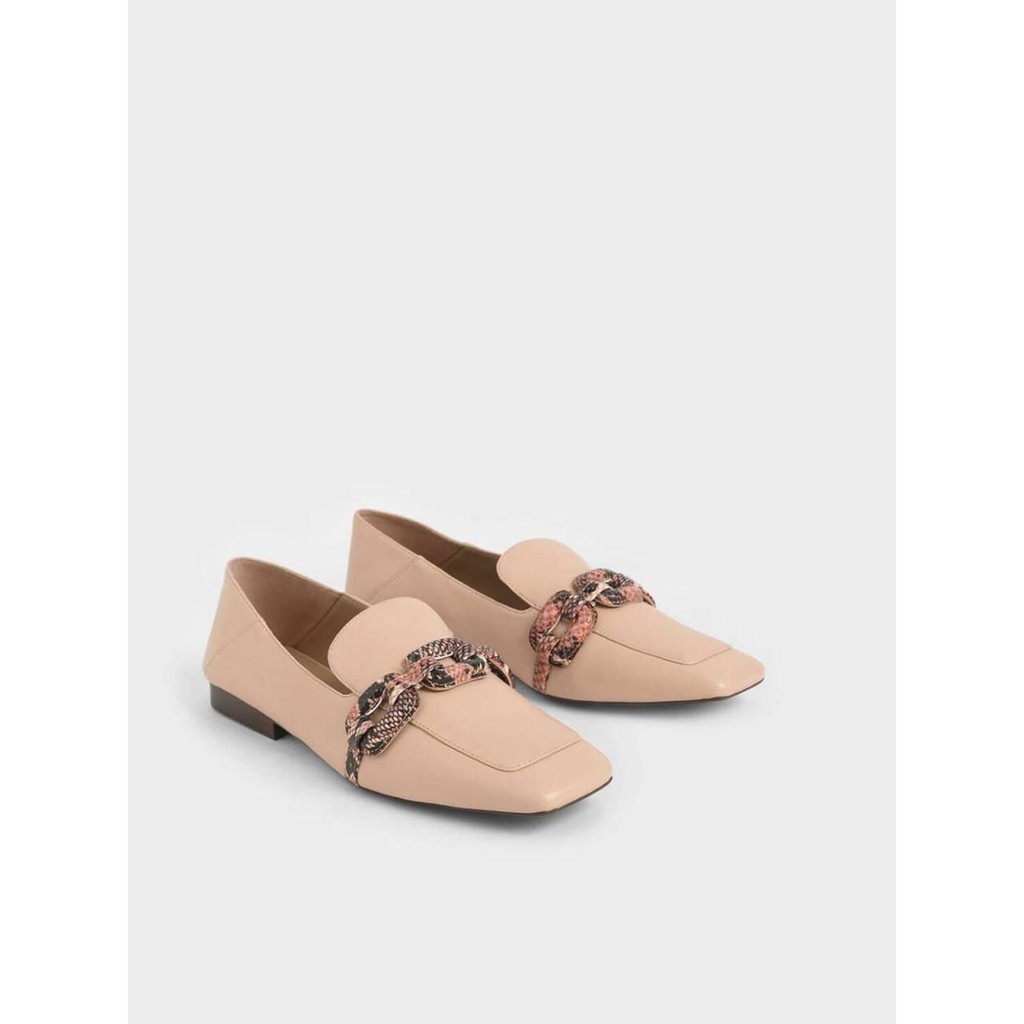 SEPATU WANITA SHOES CKS367 CNK LEATHER SNAKE PRINT STEP BACK LOAFERS PREMIUM IMPORT