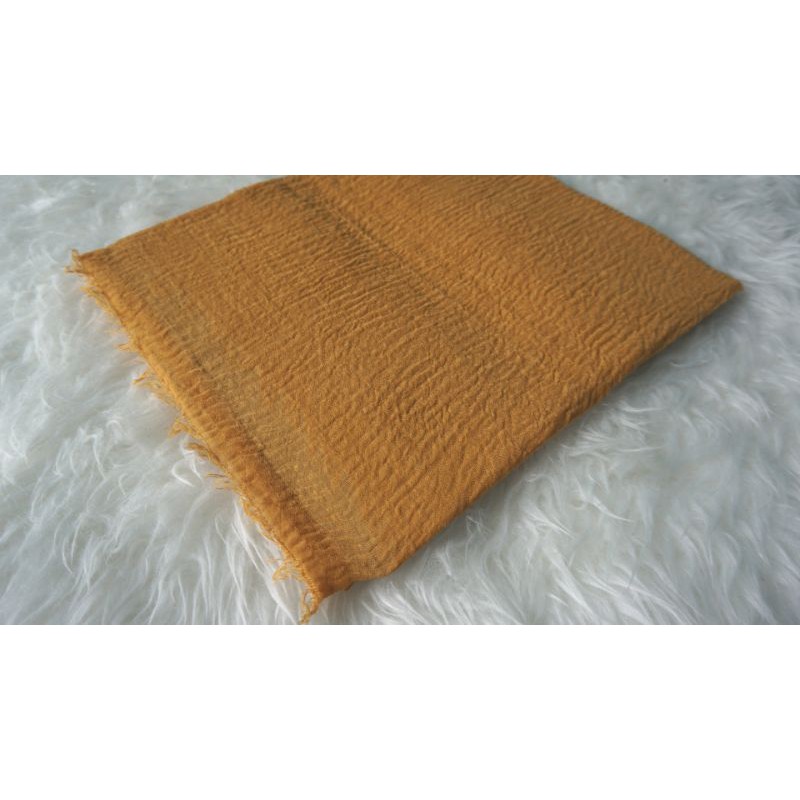 PASHMINA CRINKLE CRIMP COTTON SHAWL HIJAB PASMINA CRINKLE RAWIS NEGRO_WARNA1-Crinkle MUSTARD