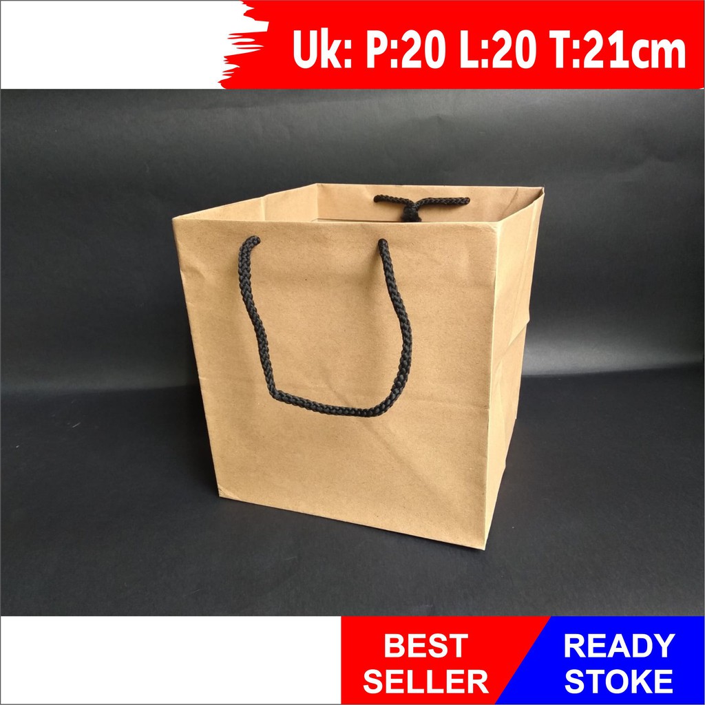 

10 pcs Tas Box Nasi, Tas Kotak Nasi, Tas Kertas Box Nasi, Tas Wadah Kotak Nasi, Paper Bag Khajatan(20*20*21)