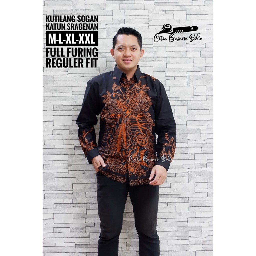 KUTILANG SOGAN Kemeja Batik Pria Full Furing Bahan Katun Sragenan