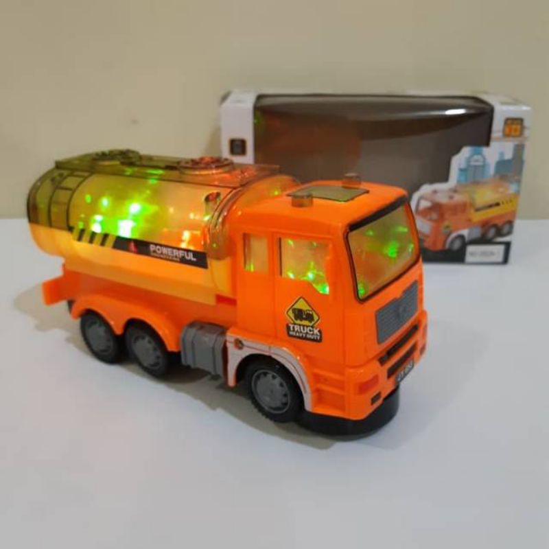 Mainan mobil truck tanker 4D lights bersuara batre edukatif anak