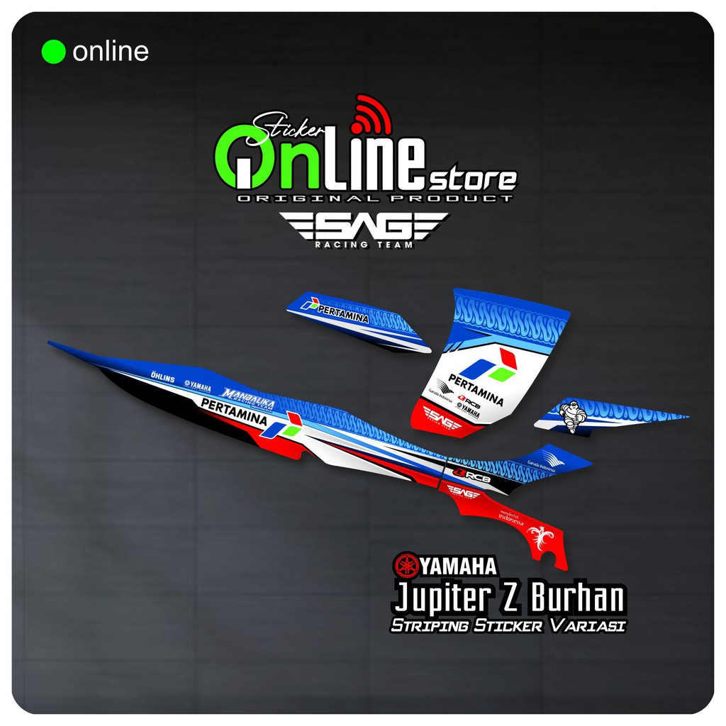 STRIPING VARIASI STICKER YAMAHA JUPITER J/Z BURHAN PERTAMINA MANDALIKA SAG RACING TEAM