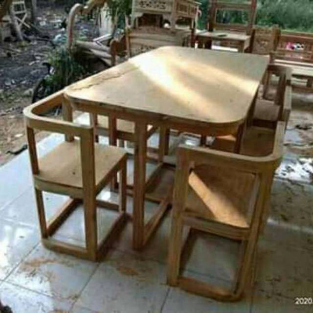 Meja makan minimalis kayu jati TPK (Mentah)