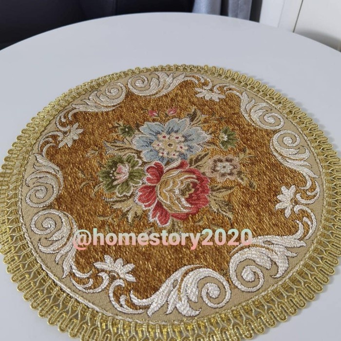 Taplak Meja Belgi Kecil Uk 30Cm Bulat/Kotak - Gold Bulat Murah