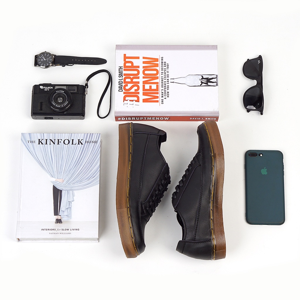 OLAF BLACK GUM (KULIT ASLI) |ManNeedMe x Greata| Sepatu Sneakers Pria Casual Shoes ORIGINAL