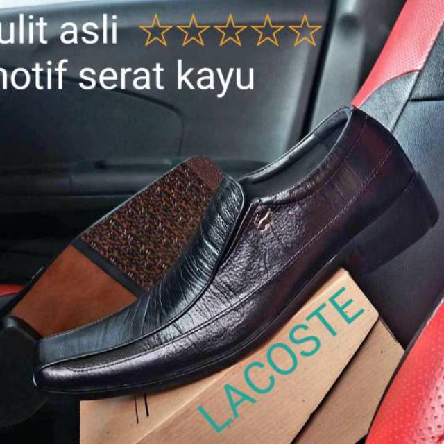 (Bayar Ditempat) TS Sepatu Formal Pria Kulit Asli Kerja Kantor Lacoste Alvos Murah Pantofel Cowok