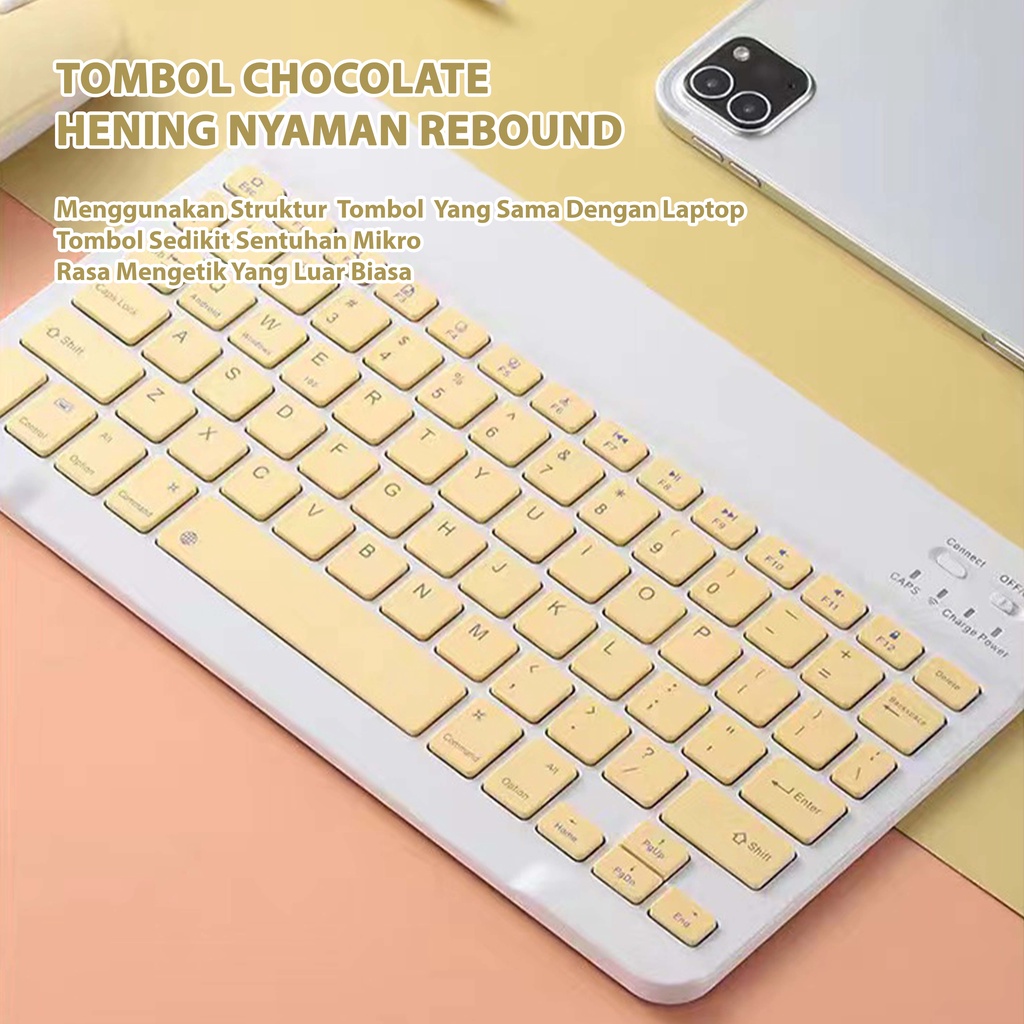 （COD）Glowy-Pro 10 Inch Wireless Bluetooth Keyboard Mouse Set Lightweight Portable For iPad Samsung Xiaomi Phone