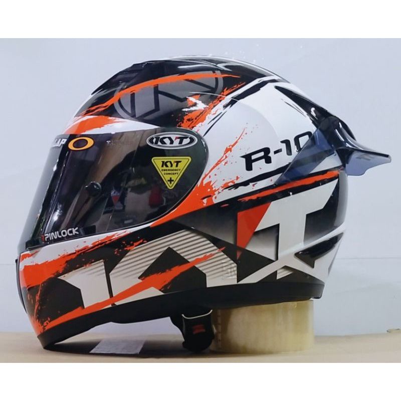 HELM KYT R10 SERI 2 WHITE/RED PAKET GANTENG