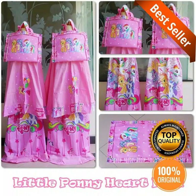 Mukena Anak Katun Karakter KUDA PONI Full Motif+ Free Tas yg bisa dijadikan Sajadah Usia 2-10 Tahun