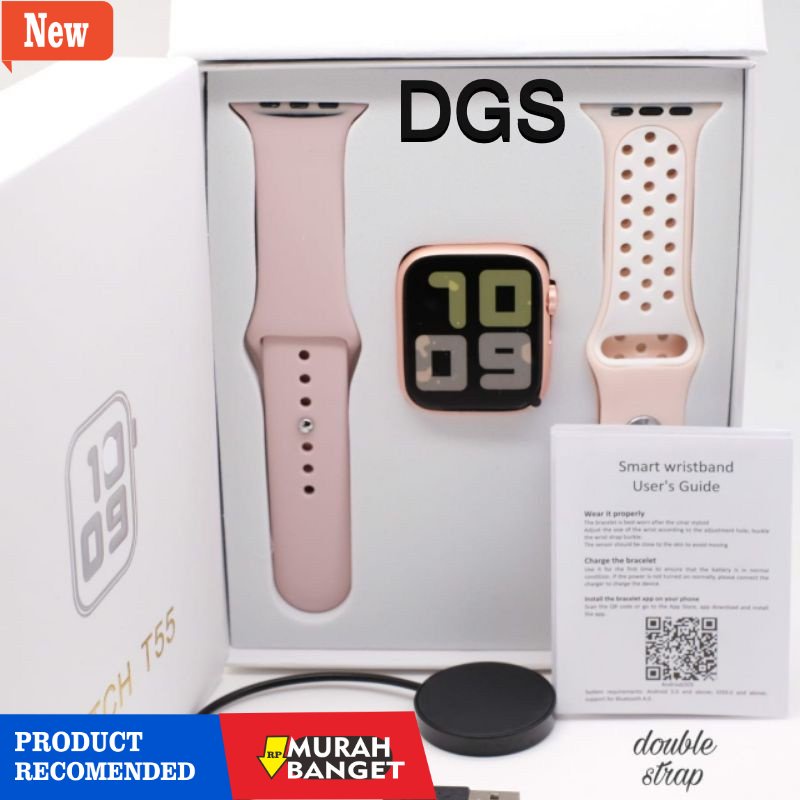 Jam digital wanita terbaik- DIGITIME-Jam tangan SMARTWATCH Original T55 T500 & T500+ Double strap bi