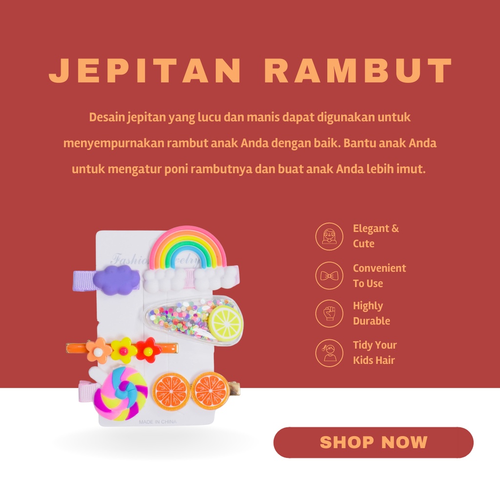 ITSOK JEPITAN RAMBUT ANAK 1 SET 6 PCS  / JEPIT RAMBUT KOREA / JEPITAN LUCU / JEPITAN IMPORT/PIN RAMBUT/FASHION BAYI ANAK/AKSESORIS RAMBUT