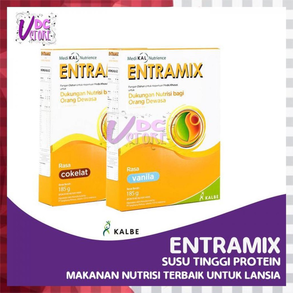 

ENTRAMIX 185 GR-VANILLA DAN COKLAT - SUSU TINGGI PROTEIN - SUSU LANSIA - VANILA