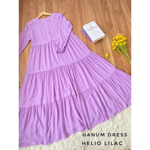 Hanum dress premium / dress polos / dress busui / gamis busui / dress rayon twill / dress hitam polos / BISACOD-HELIO LILAC