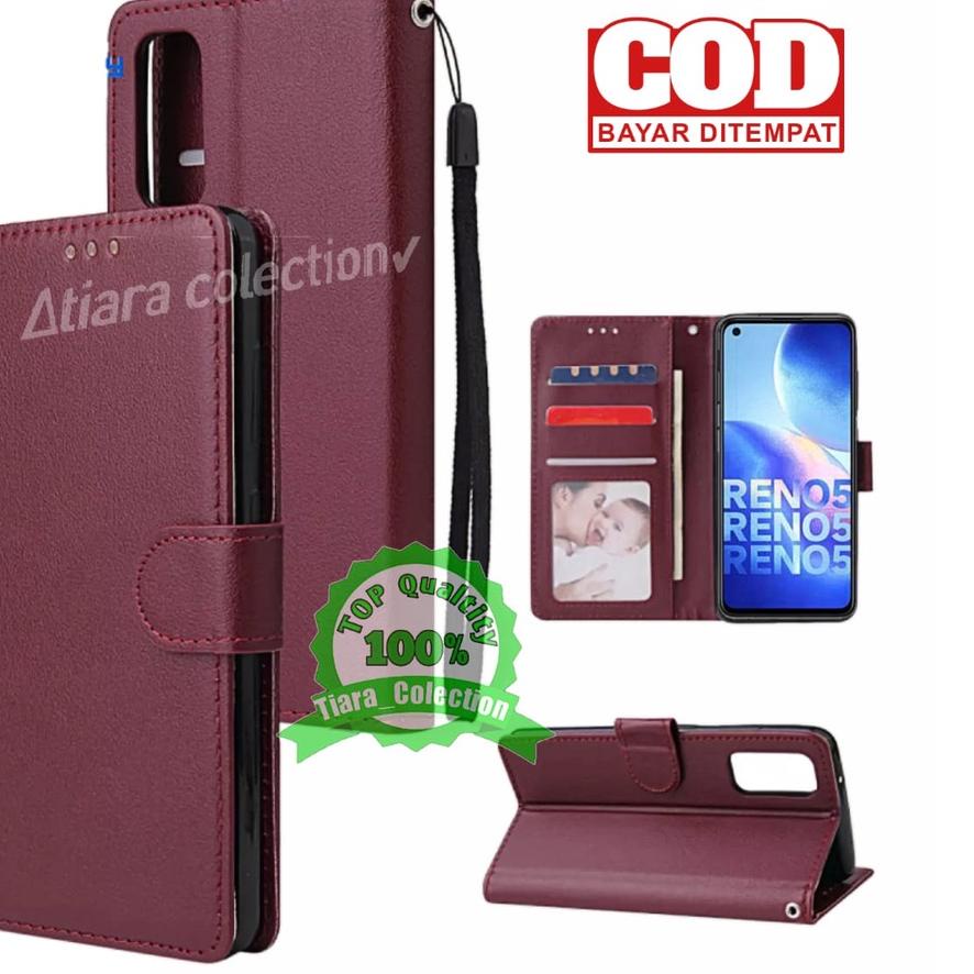 ☊ OPPO RENNO 4 RENO 4F RENO 5 RENO 5F RENO 5 PRO CASING DOMPET HP COVER HP LEATHER FLIP CASE PREMIUM