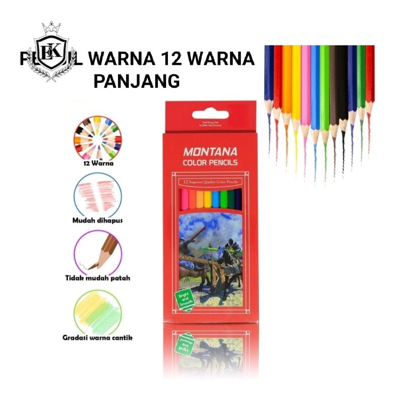 

Pensil Warna Murah 12 Warna Panjang Montana (Ek_Official_store)
