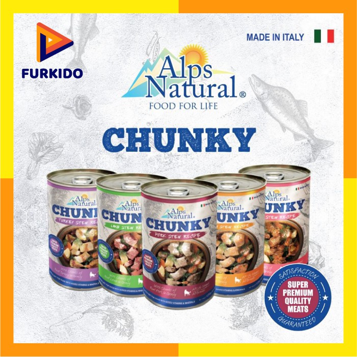 Alps natural chunky dog food can kaleng 1230 gr / Makanan Anjing Basah