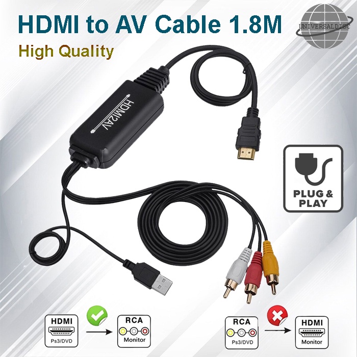 Kabel HDMI to AV RCA 1.8 Meter