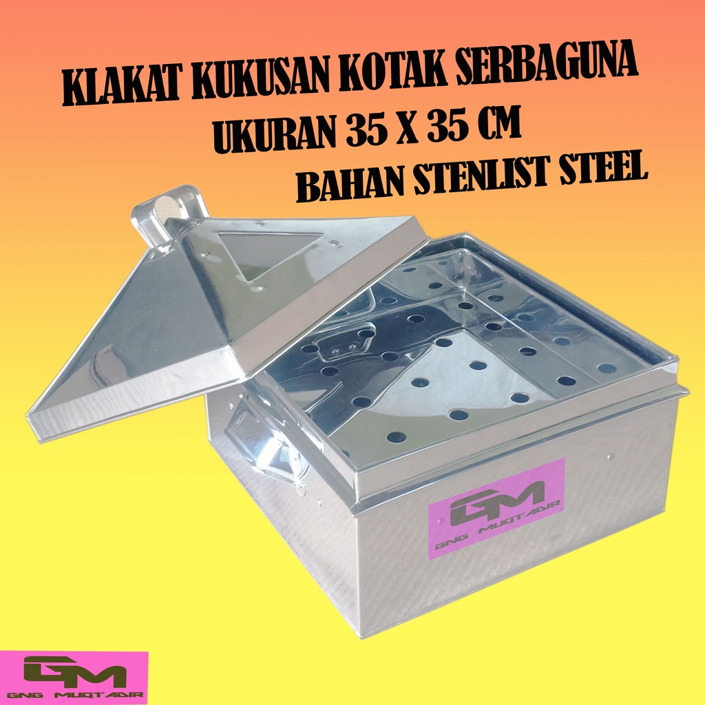 Klakat Kukusan Kotak Bahan Stanlist Anti Karat  ukuran 35x35 cm, Klakat Dimsum 35 cm