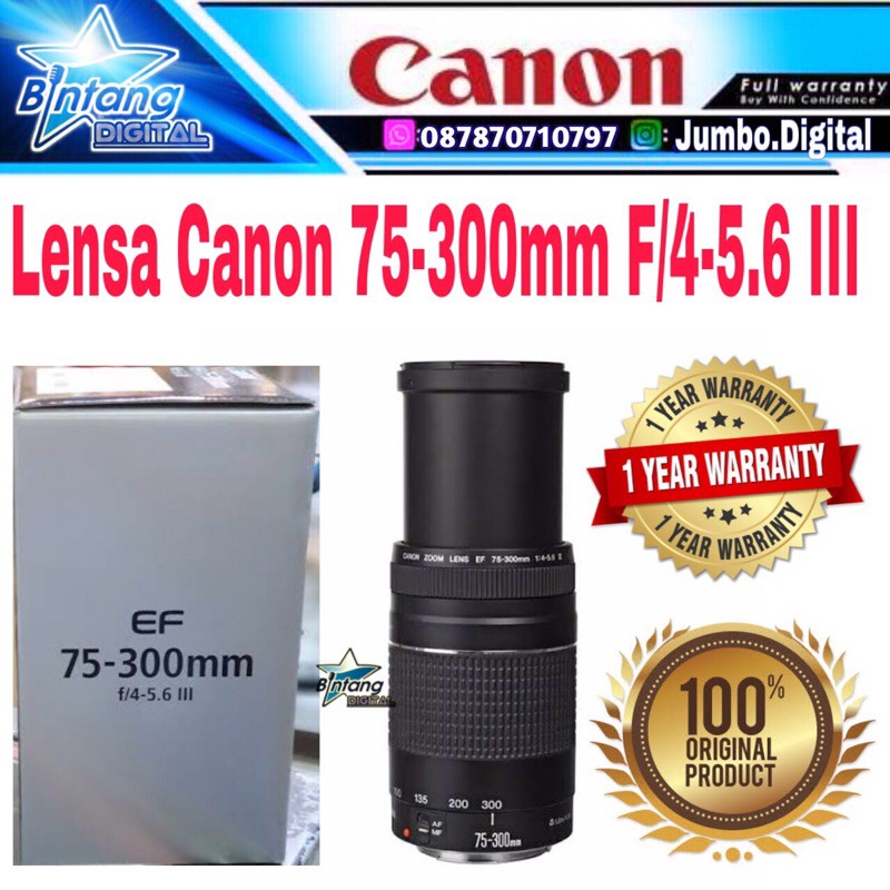 Lensa Canon 75-300mm - Lensa tele Canon 75-300 Garansi 1 Tahun
