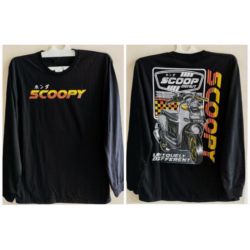 KAOS SCOOPY HITAM LENGAN PANJANG UNISEX DISTRO (READY STOCK)