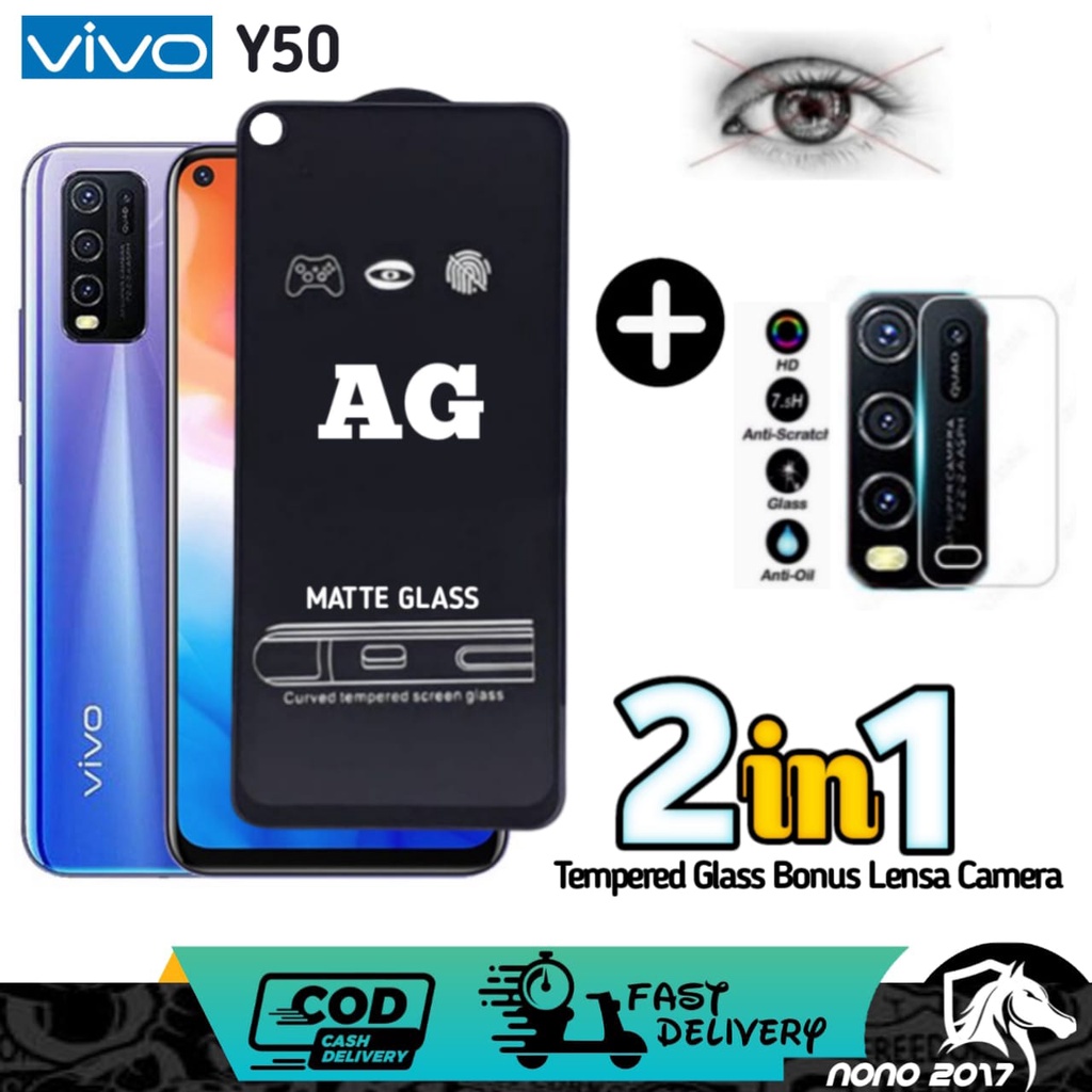 PROMO TEMPERED GLASS AG MATTE 2IN1 VIVO Y50 Y30 Y91 Y91C Y93 Y95  BONUS LENSA CAMERA