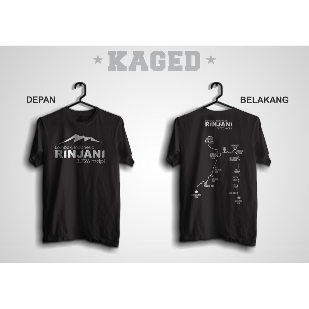 KAOS RINJANI KAOS GUNUNG RINJANI 3.726 MDPL KAOS MUNCAK KAOS PUNCAK RINJANI #WARNAHITAM