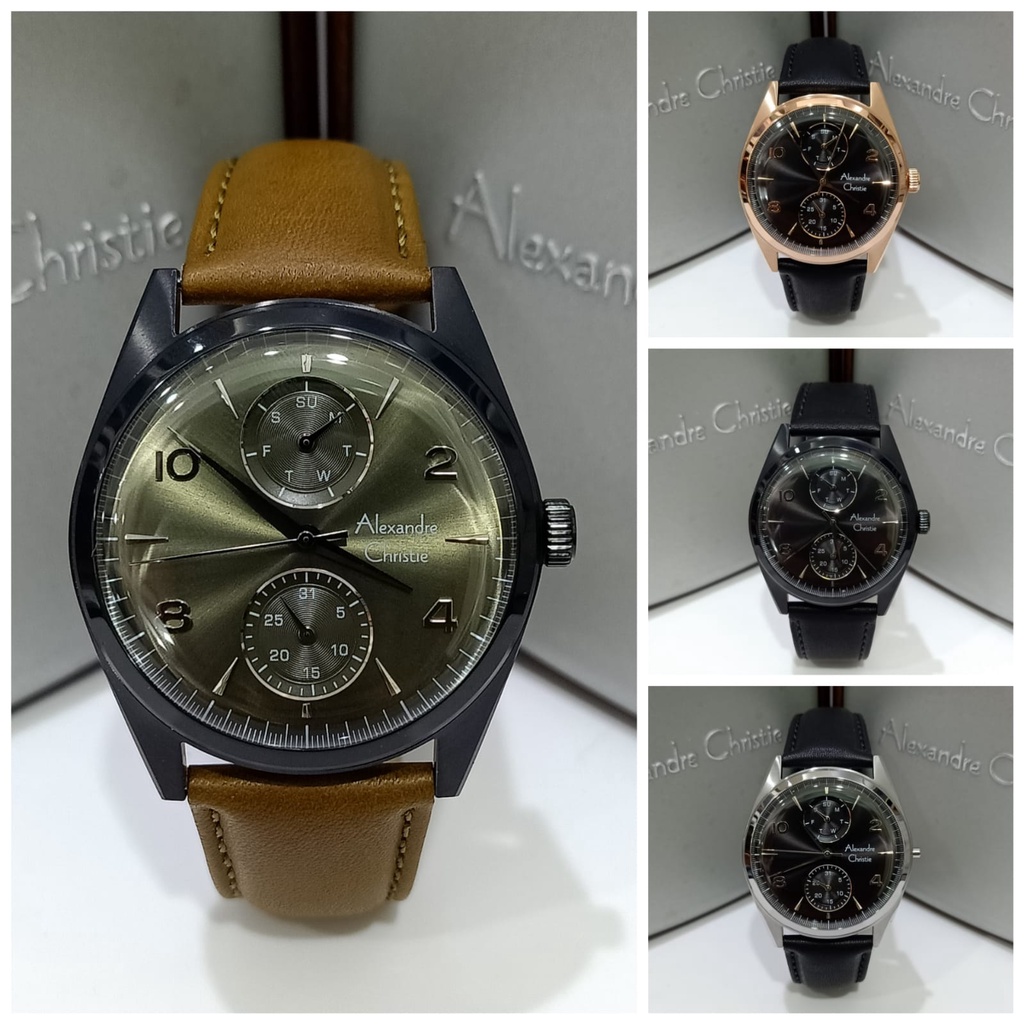 Jam Pria Alexandre Christie AC6579 AC 6579 Leather Strap Original Garansi Resmi Alexander Christie