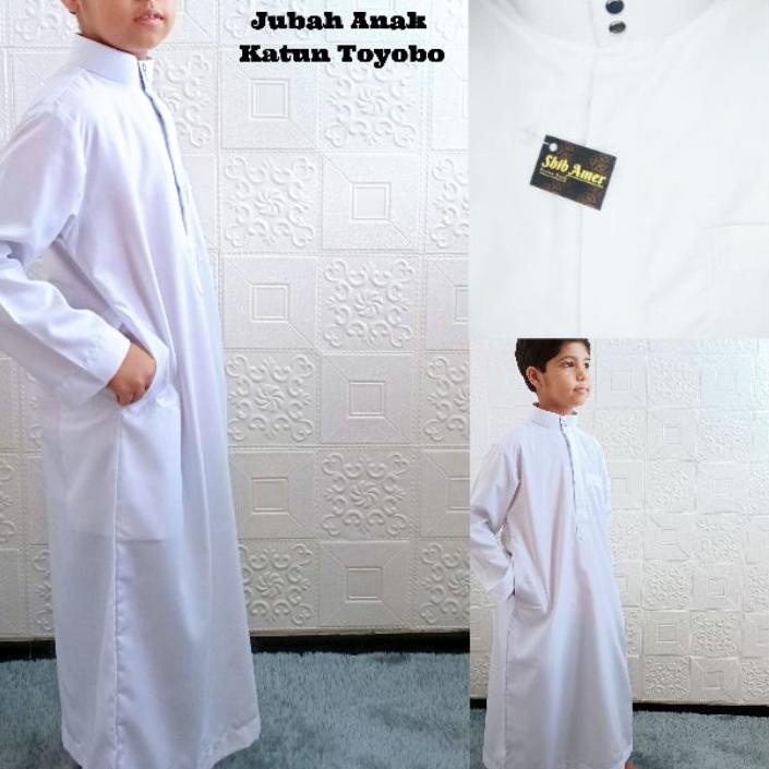 9.9✔️Jubah Putih / Gamis Putih Anak Laki Laki. Putih Polos Kerah Tegak Thobe|RA9