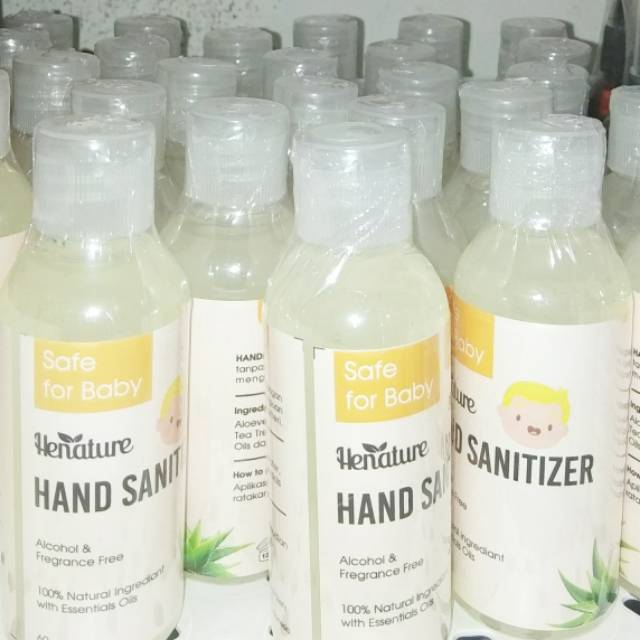 Henature Hand Sanitizer 60 ml herbal free alcohol safe for baby