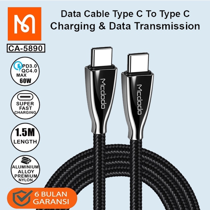 Mcdodo Ca-5890 Kabel Usb C To Type C Cable 60w Quick Charging 4.0 For Android