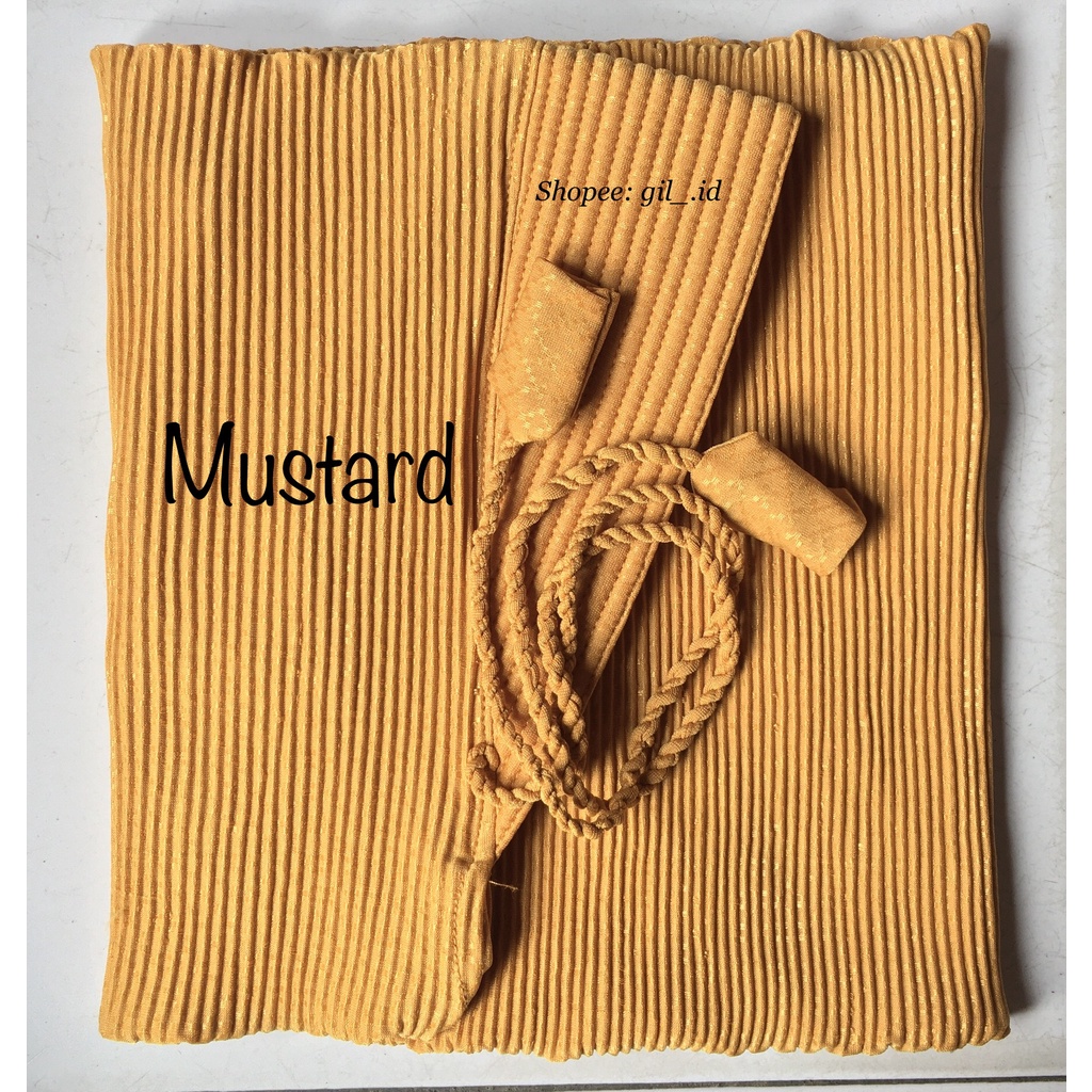 HIJAB PLISKET JERSEY SIDO ORIGINAL / BERGO INSTAN DENGAN TALI-Mustard