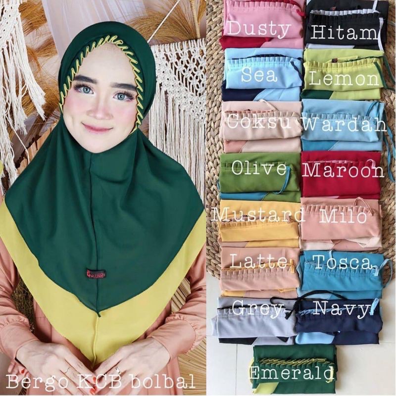 Jilbab Bergo KCB lipit bolak balik /bergo Maryam 2 in BB Diamond 2layer / Hijab instant bolak balik