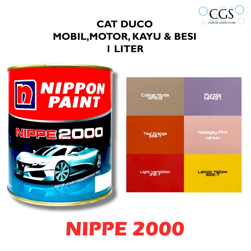 Cat Duco NIPPE 2000 @1Liter  KUNING / OREN / COKLAT / UNGU / PINK / MERAH untuk cat mobil cat motor cat besi cat kayu
