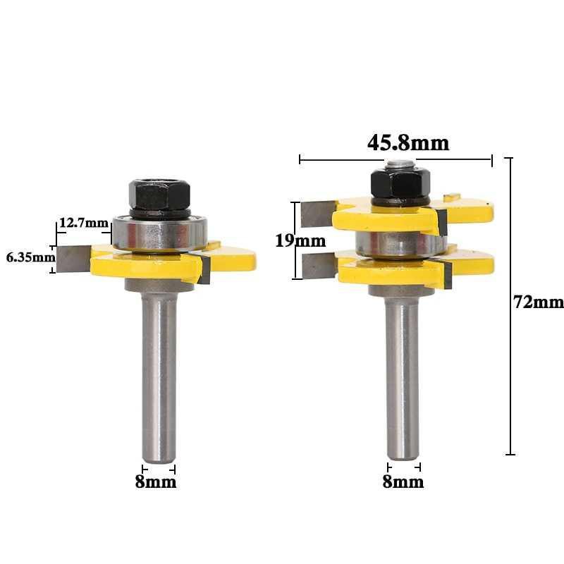 JGZUI Mata Bor Drill Bit Tongue &amp; Groove Joint Assembly 8mm 2 PCS - C3