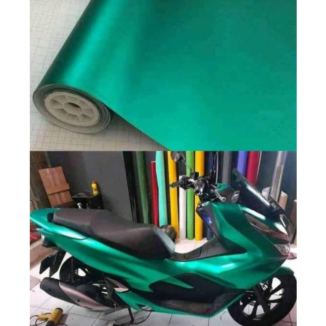 Stiker Skotlet Satin Hijau Tosca Metalik Chrome Doff Scotlet Tosca Metalik Doff