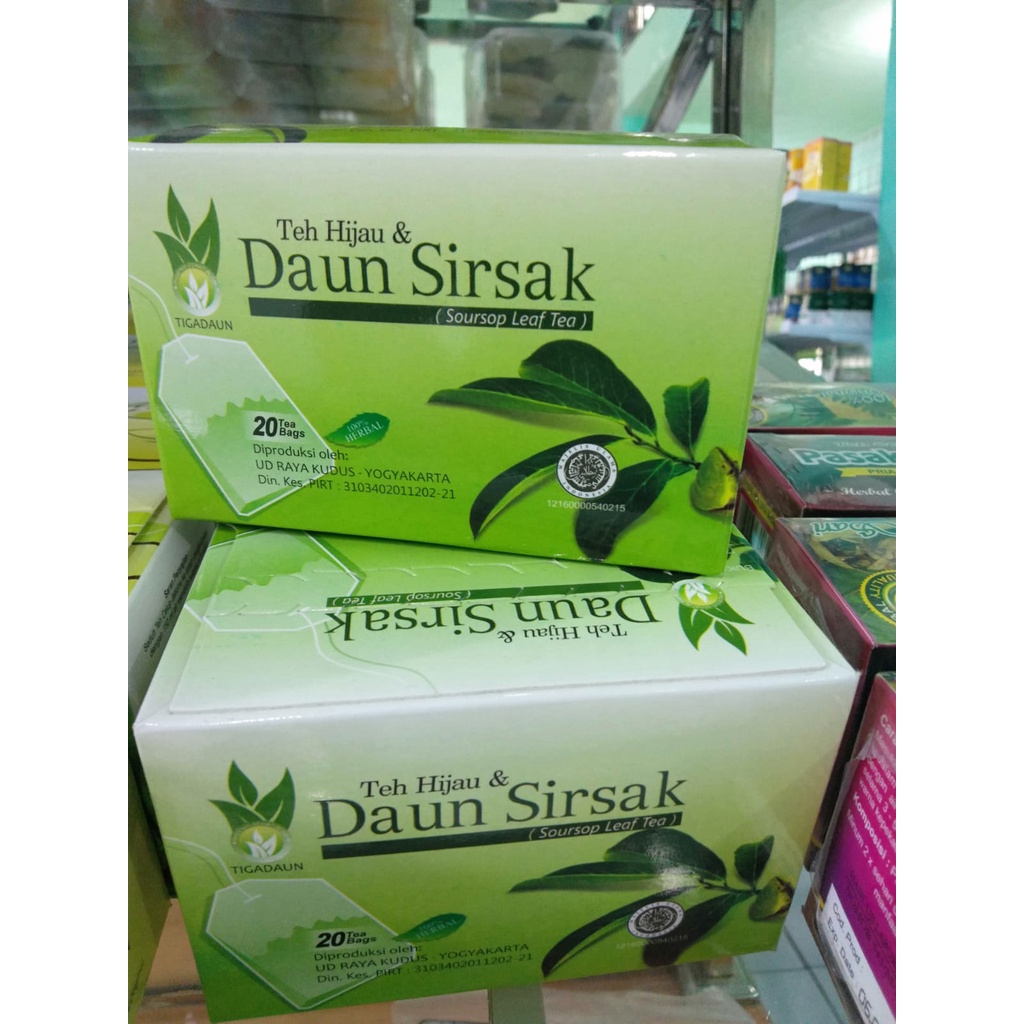 

TEH CELUP DAUN SIRSAK CAP TIGA DAUN - Minuman Kesehatan, Teh Hijau, Obat Herbal Kanker, Tumor