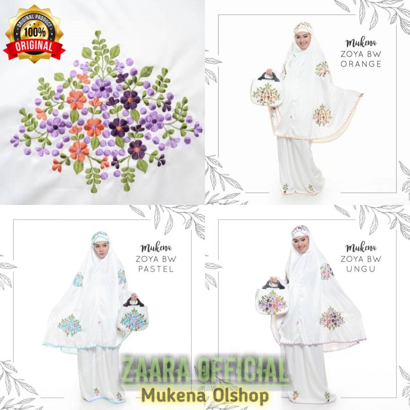 SATIN CANTIK - Mukena Dewasa Sutra Satin Zoya Silky Full Bordir Dasar Bw Original