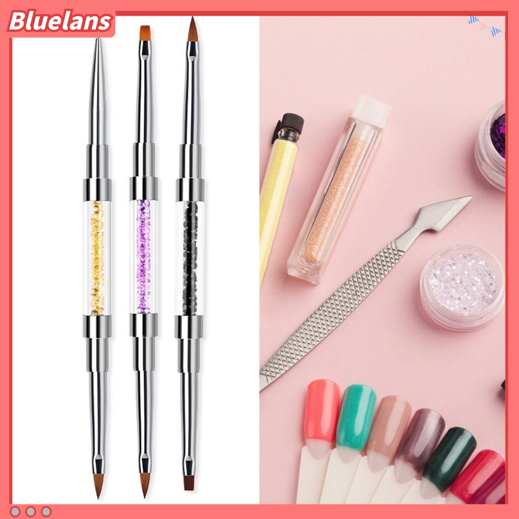 (In Stock) Kacamata Hitam Lensa Warna Warni ♡Holder Pen Nail Art Kepala Ganda Aksen Berlian Imitasi Untuk Wanita