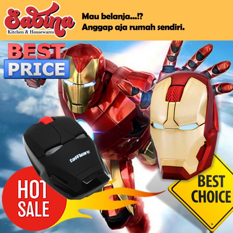 Mouse Iron Man USB Nano Wireless Optical 2.4Ghz LED 3 DPI Silent Click