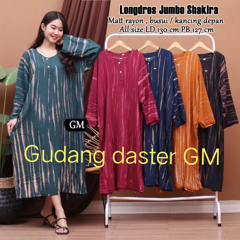 Daster panjang super jumbo oversize ld 130 busui kancing depan kain rayon adem