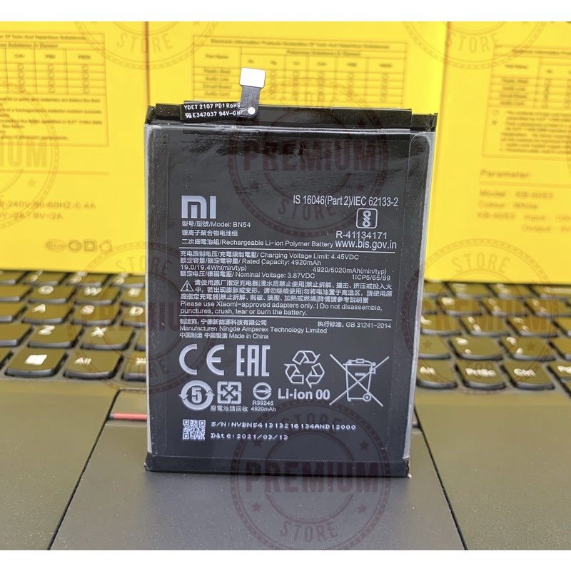 Batre Baterai Xiaomi Redmi 9 BN54 Batre Redmi Note 9 BN54 Original 1000%