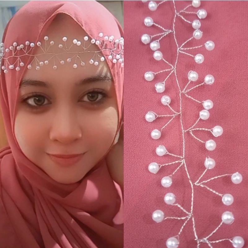 headpiece hijab/ rambut / hiasan kepala mutiara