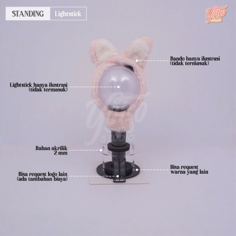 Standing Lightstick BTS Army Bomb Versi 1/2/3/SE dengan Logo Tegak | Acrylic Light Stick Stand
