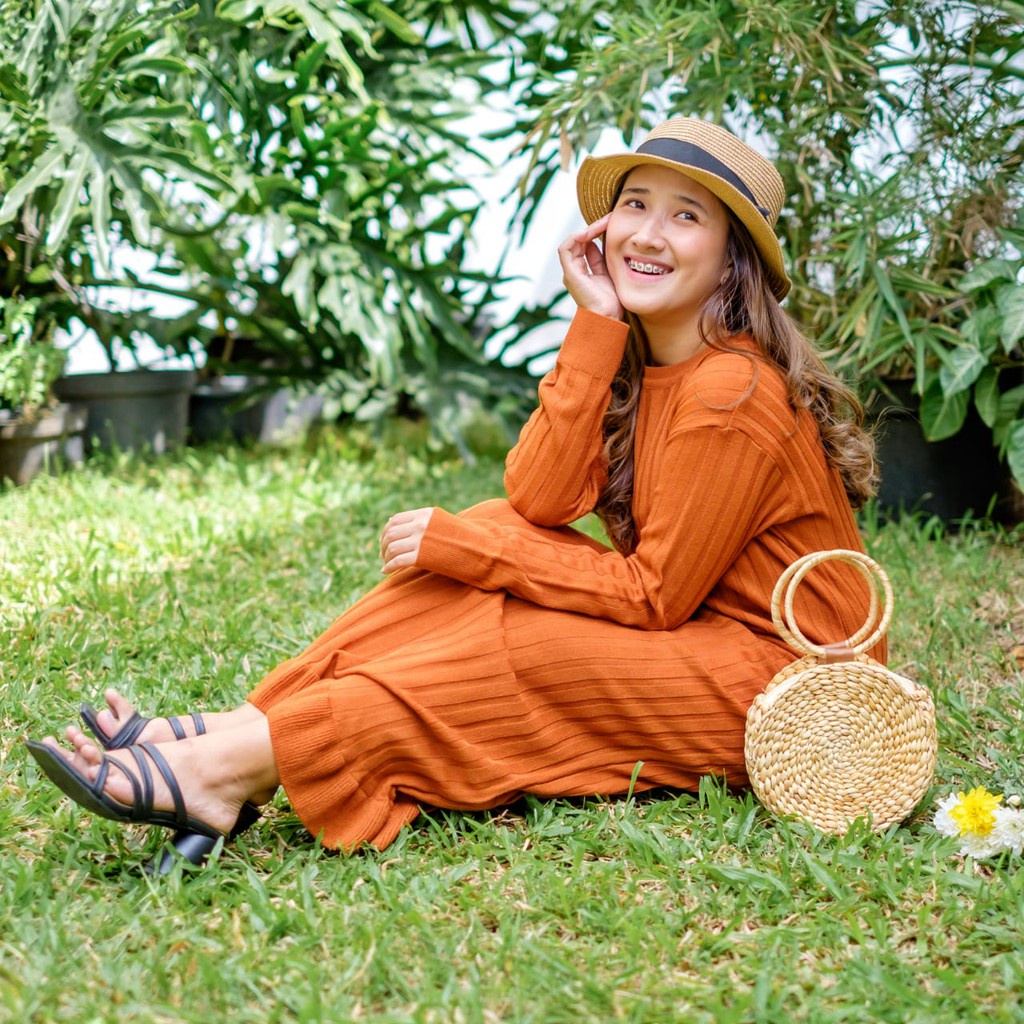 BISA BAYAR DITEMPAT (COD) BAJU PAKAIAN WANITA LONG DRESS ELMA DRESS RAJUT PREMIUM Fashion Dress Wani