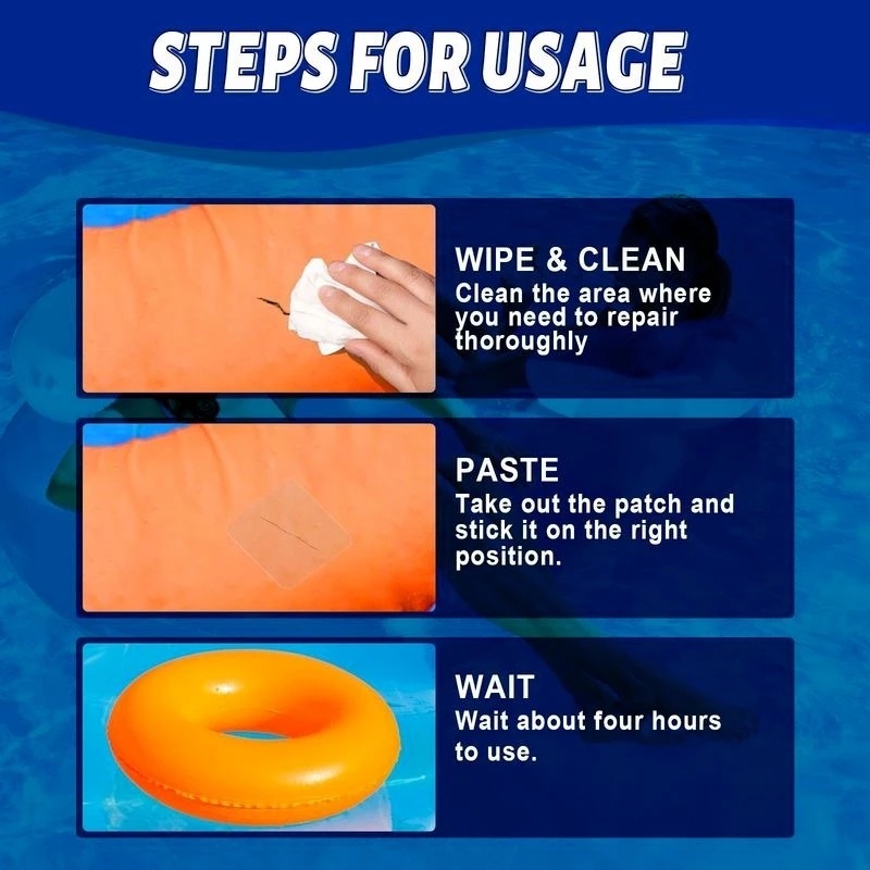 10pcs / Pak Patch Stiker Lem Perekat PVC Anti Air Viskositas Tinggi Untuk Reparasi Tenda / Jas Hujan / Kolam Renang / Mainan Tiup