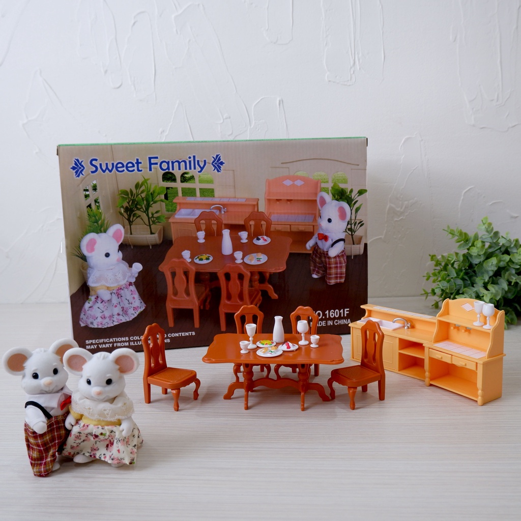 Mainan Koleksi Sylvanian Looks Like Kitchen Set with White Mouse Doll I Sylvanian versi Murah