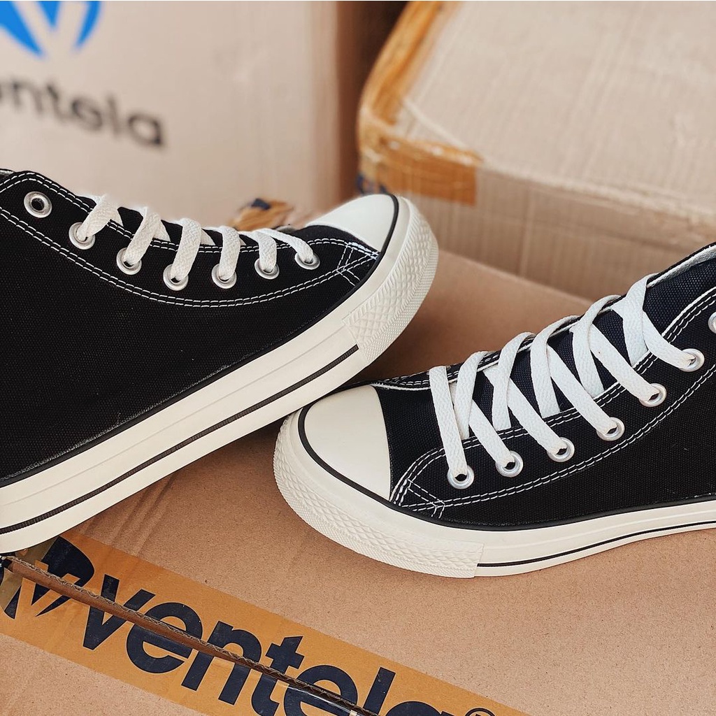 Sepatu Ventela Original 100% 70s Ethnic Black Natural