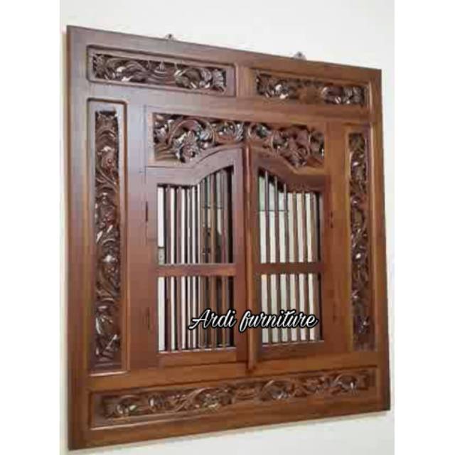 Cermin gebyok kaca pengilon jati ukiran jepara
