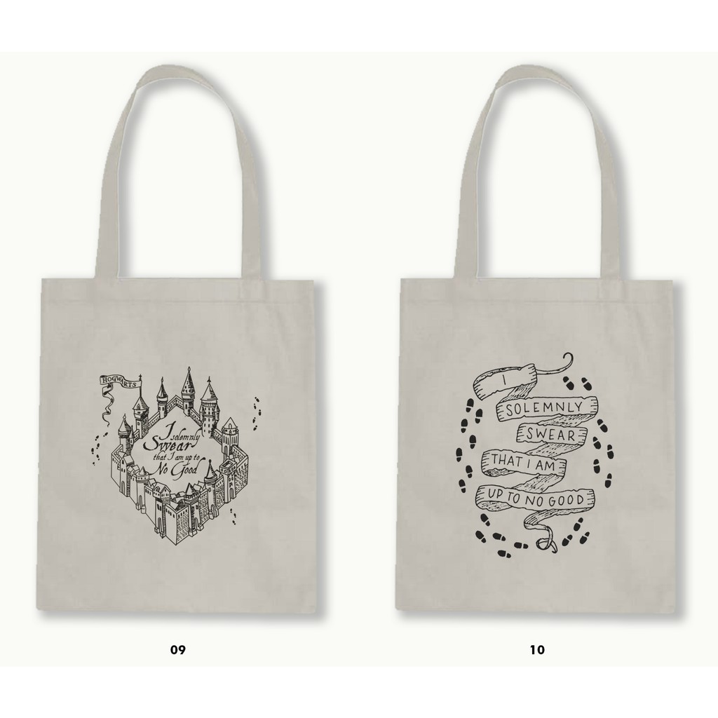 Tas Tote Bag Resleting Kanvas/Blacu  - Harpot Crest